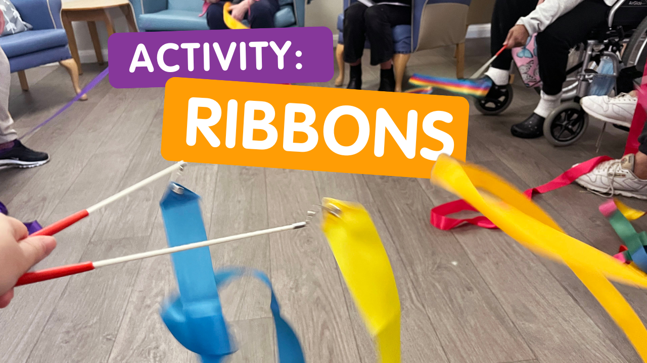 colourful Circus ribbons are being waved in the air and words read: activity ribbons